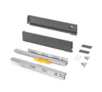Emuca - Cajones extraibles para cocina Vertex Push Sincro con regulación 3D, H 93mm, 40kg, profundidad 500mm, Acero, Pintado gris antracita
