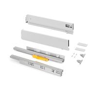 Emuca - Cajones extraibles para cocina Vertex Push Sincro, regulación 3D, H 93mm, 40kg, profundidad 350mm, Acero, Pintado blanco