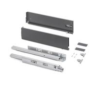Emuca - Cajones extraibles para cocina Vertex, regulación 3D, H 131mm, 40kg, espesor tablero 18mm, profundidad 450mm, Acero, Gris antracita