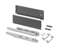 Emuca - Cajones extraibles para cocina Vertex, regulación 3D, H 178mm, 40kg, espesor tablero 18mm, profundidad 450mm, Acero, Gris antracita