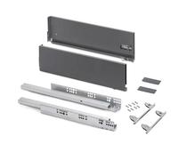 Emuca - Cajones extraibles para cocina Vertex, regulación 3D, H 178mm, 40kg, espesor tablero 18mm, profundidad 400mm, Acero, Gris antracita