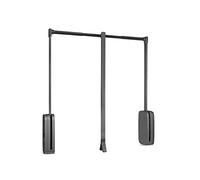 Emuca - Colgador abatible para armario Sling, ancho regulable 450-600mm, Acero y Plástico, Titanio
