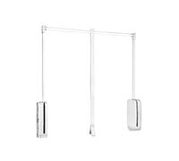 Emuca - Colgador abatible para armario Sling, ancho regulable 600-830mm, Acero y Plástico, Plástico blanco