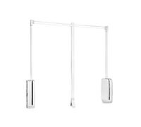 Emuca - Colgador abatible para armario Sling, ancho regulable 830-1150mm, Acero y Plástico, Plástico blanco