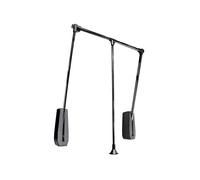 Emuca - Colgador abatible para pared Hang, Barra de armario abatible, perchero basculante, anchura regulable 600-830mm, Negro, Acero y Plástico
