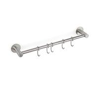 Emuca – Colgador adhesivo para utensilios de cocina Supra, 5 ganchos, acero inoxidable