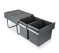 Emuca Contenedor de reciclaje 2x15L gris antracita