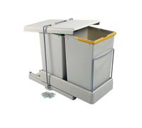 Emuca Contenedor de reciclaje con extracción automática, 2x14 litros, Gris