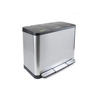 EMUCA - Contenedor de reciclaje, Cubo de basura exterior, 3 compartimentos de 9L, cierre suave, Acero Inoxidable
