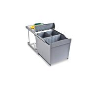 Emuca Contenedor de reciclaje para fijación inferior y extracción automática, 1x16L + 2x7.5L, Gris
