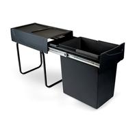 EMUCA - Contenedor de reciclaje para fijación inferior y extracción manual en mueble de cocina Recycle 1x20litros, Plástico, Negro