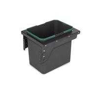 EMUCA - Contenedor de reciclaje para fijación lateral en mueble de cocina, Cubos de basura bajo fregadero 1x35L, Plástico gris antracita