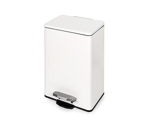 EMUCA - Contenedor exterior Recycle rectangular con apertura pedal, 20L, Pintado blanco, Aluminio
