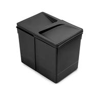 EMUCA - Contenedor para cajón de cocina, Cubos de reciclaje para base tecortable, H 266 mm (1 x 15 L), Plástico negro