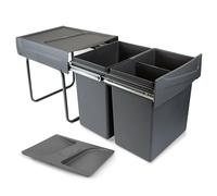 Emuca - Contenedor reciclaje, tapa antiolores, 2x20L, Gris Antracita