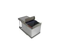 Emuca Contenedores reciclaje cocina – Cubos bajo fregadero 2x16 L, extracción automática, acabado inox