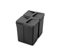 EMUCA - Contenedores para cajón de cocina, Cubos de reciclaje para base tecortable, H 266 mm (2 x 7 L), Plástico negro