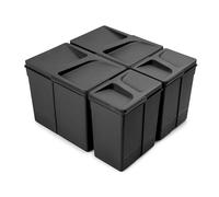 EMUCA - Contenedores para cajón de cocina, H 266 mm (2x15L + 2x7L), Plástico negro