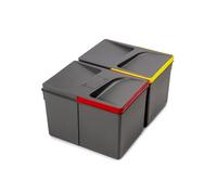 EMUCA - Contenedores para cajón de cocina Recycle con tapa anti olores,H216mm, 2x12litros, Plástico gris antracita