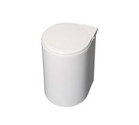 EMUCA - Cubo basura puerta de armario, contenedor de basura, contenedor de 13L con tapa automática y fijación a puerta, plástico, blanco