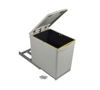 Emuca - Cubo de basura para reciclaje, fijación inferior y extracción manual con 1 contenedor de 16 litros y tapa automática