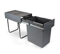 EMUCA - Cubos de Basura bajo Fregadero con fijación Inferior para Cocina, contenedor de Reciclaje extraíble, 20 L, Acero y plástico, Gris Antracita