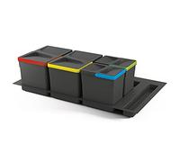 Emuca - Cubos de basura para cajón, cubos de reciclaje con base recortable, juego de contenedores alto 216mm con base 90cm