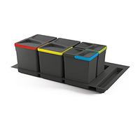Emuca – Cubos de basura para cajón, juego alto 266 mm con base recortable 90 cm