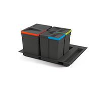 Emuca - Cubos de basura para cajón, cubos de reciclaje con base recortable, juego de contenedores alto 266mm con base 60cm