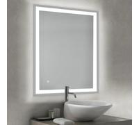 Emuca Espejo de baño Heracles con iluminación LED frontal y decorativa, AC 230V 50Hz, 34W, Plástico y Cristal Multicolor Medium