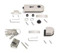 Emuca Juego de cerradura para puertas de doble cristal, 8-12 mm, acero inoxidable, Inox