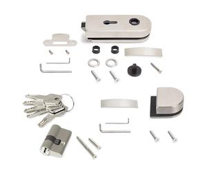 Emuca Juego de cerradura para puertas de doble cristal, 8-12 mm, acero inoxidable, Inox