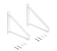 Emuca - Juego de soportes para estante de madera con forma triangular, Acero, Pintado blanco