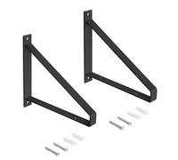 Emuca - Juego de soportes para estante de madera con forma triangular, Acero, Pintado negro