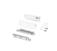Emuca - Kit cajón para cocina o baño, altura 131mm, profundidad 500mm, 30 Kg, cierre suave, tableros no incluidos, Acero, Blanco