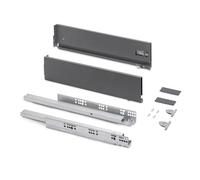 Emuca - Kit cajón para cocina o baño con regulación 3D, altura 131mm, profundidad 550mm, 40 Kg, cierre suave, tableros no incluidos, Acero, Gris antracita