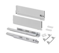Emuca - Kit cajón para cocina o baño con regulación 3D, altura 178mm, profundidad 350mm, 40 Kg, cierre suave, tableros no incluidos, Acero, Blanco
