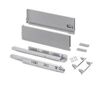 Emuca - Kit cajón para cocina o baño con regulación 3D, altura 178mm, profundidad 400mm, 40 Kg, cierre suave, tableros no incluidos, Acero, Gris