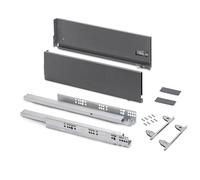 Emuca - Kit cajón para cocina o baño con regulación 3D, altura 178mm, profundidad 500mm, 40 Kg, cierre suave, tableros no incluidos, Acero, Gris antracita