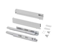 Emuca - Kit cajón para cocina o baño con regulación 3D, altura 83mm, profundidad 450mm, 40 Kg, cierre suave, tableros no incluidos, Acero, Blanco
