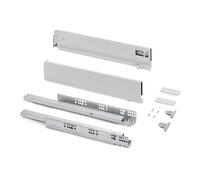 Emuca - Kit cajón para cocina o baño con regulación 3D, altura 93mm, profundidad 350mm, 40 Kg, cierre suave, tableros no incluidos, Acero, Blanco