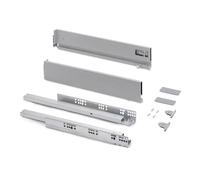 Emuca - Kit cajón para cocina o baño con regulación 3D, altura 93mm, profundidad 350mm, 40 Kg, cierre suave, tableros no incluidos, Acero, Gris