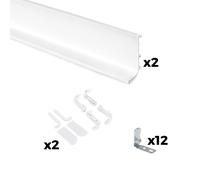 Emuca Kit de 2 perfiles superiores Gola para muebles de cocina, longitud 2,35m, con accesorios, Aluminio, Pintado blanco