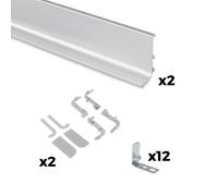 Emuca Kit de 2 perfiles superiores Gola para muebles de cocina, longitud 2,35m, con accesorios, Aluminio, Anodizado mate