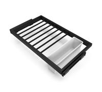 EMUCA - Kit de 7 Varillas pantalonero, 1 Bandeja Auxiliar y Bastidor de guías con Cierre Suave para armarios, Regulable, módulo 800mm, Negro Texturizado