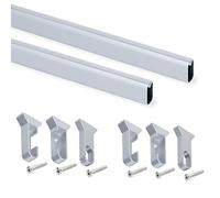 Emuca Kit de barra de armario oval 1150 mm con soportes anodizado mate Lote de 2