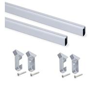 Emuca - Kit barra para armario oval 750 mm con soportes, anodizado mate - Lote de 2