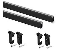 Emuca – Kit de barra para armario 750 mm, pintado negro, aluminio y plástico, lote de 2