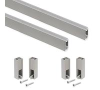 Emuca - Kit de barra para armario Luxe, 0,75 m, Pintado color piedra, Aluminio y Plástico, Lote de 2