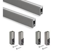 Emuca - Kit de barra para armario Luxe, 0,75 m, Titanio, Aluminio y Plástico, 1 kit